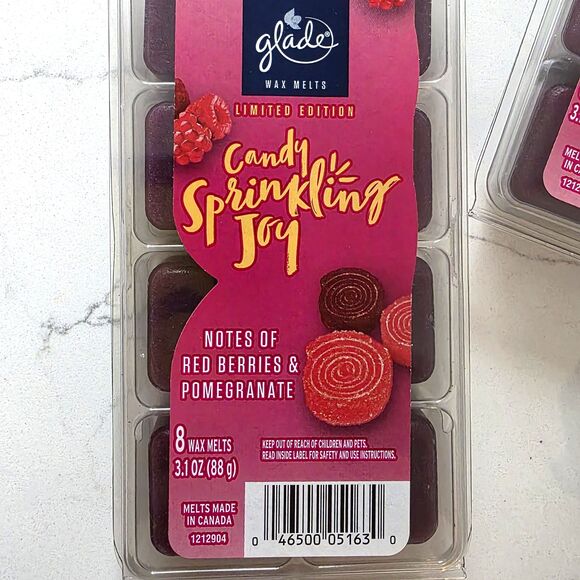 3 Pk Glade Wax Melts CANDY SPRINKLING JOY Red Berries Pomegranate Limited Ed - Picture 4 of 6